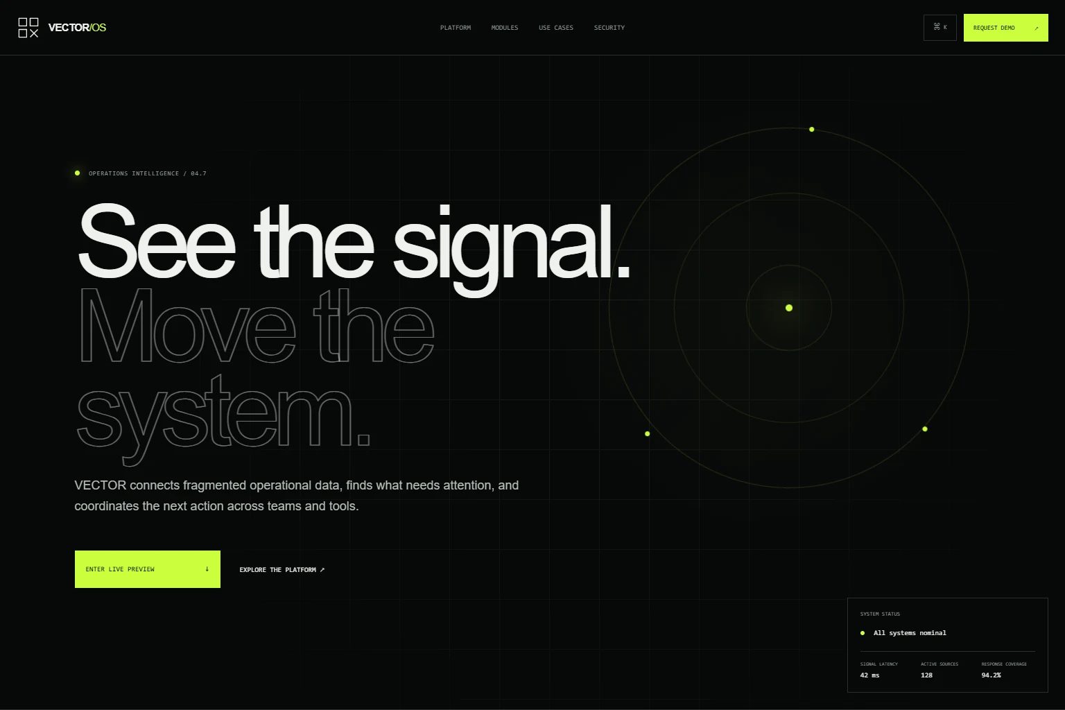 VECTOR / OS website homepage